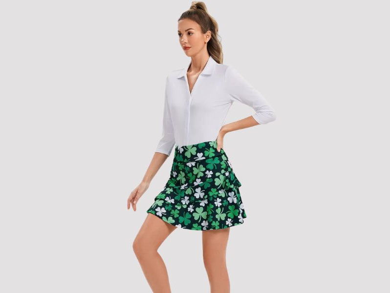 Green printed ladies skirt