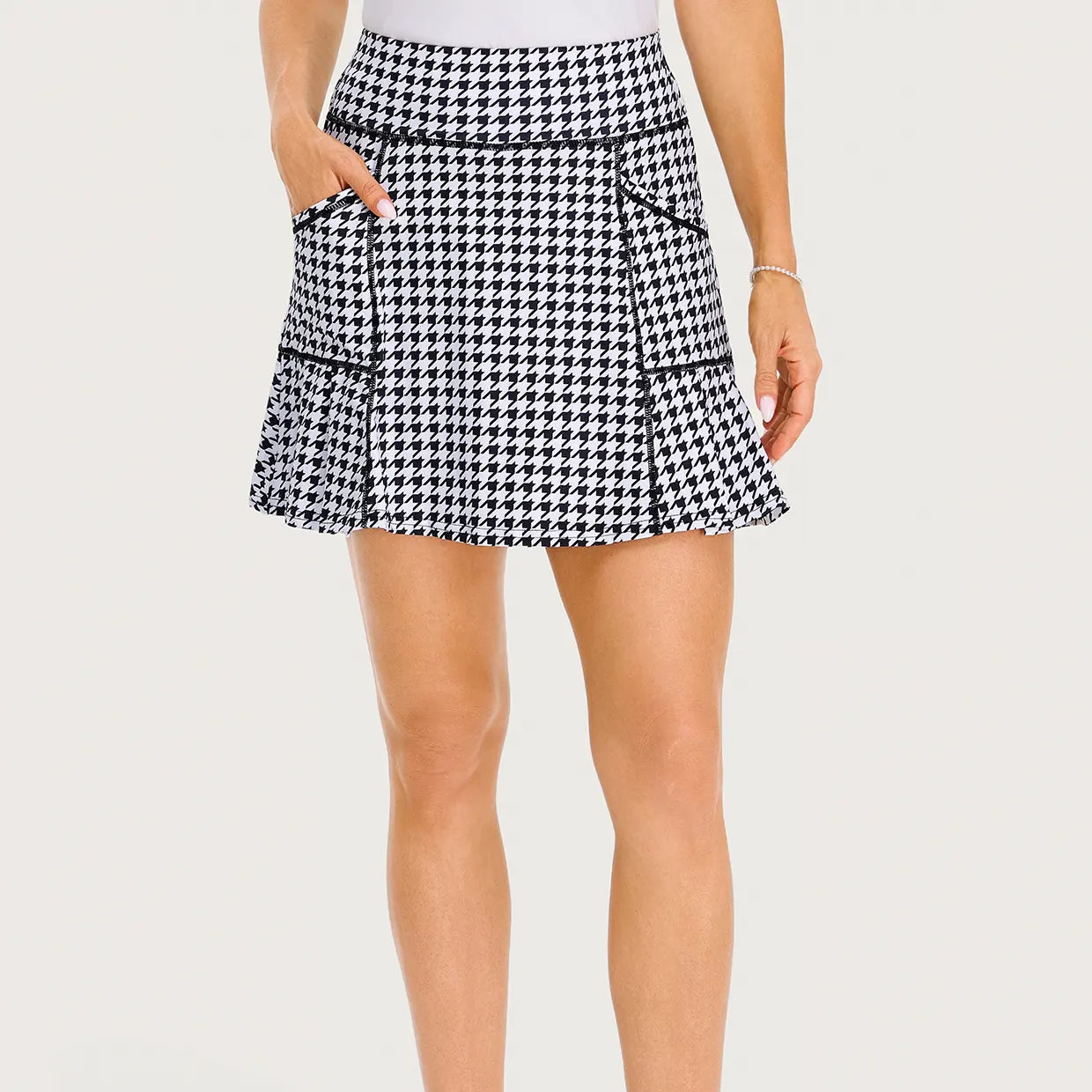 17" Colorful Floral Pleated Skorts with Shorts and Pockets