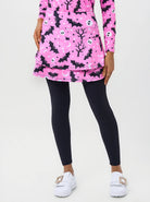 Halloween Pink Bats Pleated Athletic Skirted Leggings