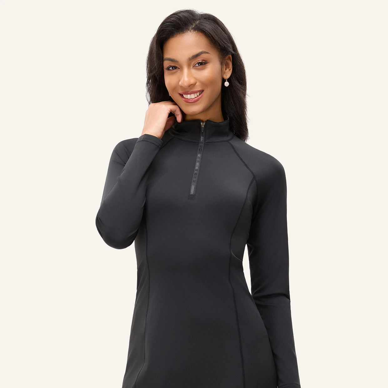 Basic 35" Stand-collar Long-sleeve Golf Dresses