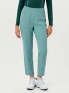 Green Checkerboard 37" Side-zip Quick-dry Ankle Pants with Pockets