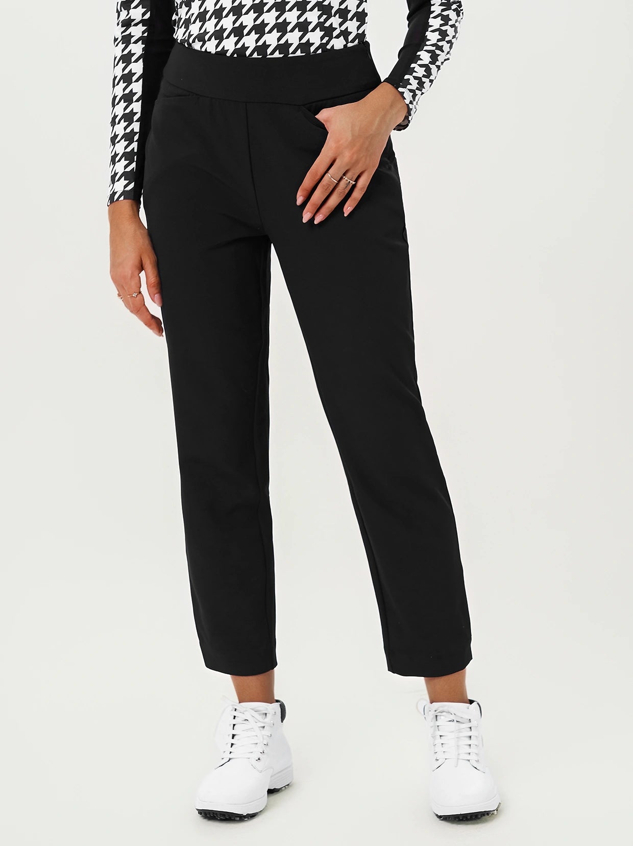 Black 37" Side-zip Ankle Pant with Pockets