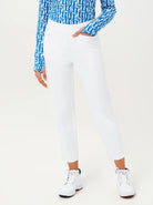 White 37" Side-zip Ankle Pant with Pockets