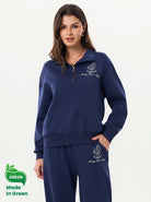 Navy Stand-collar Golf Sweatshirt