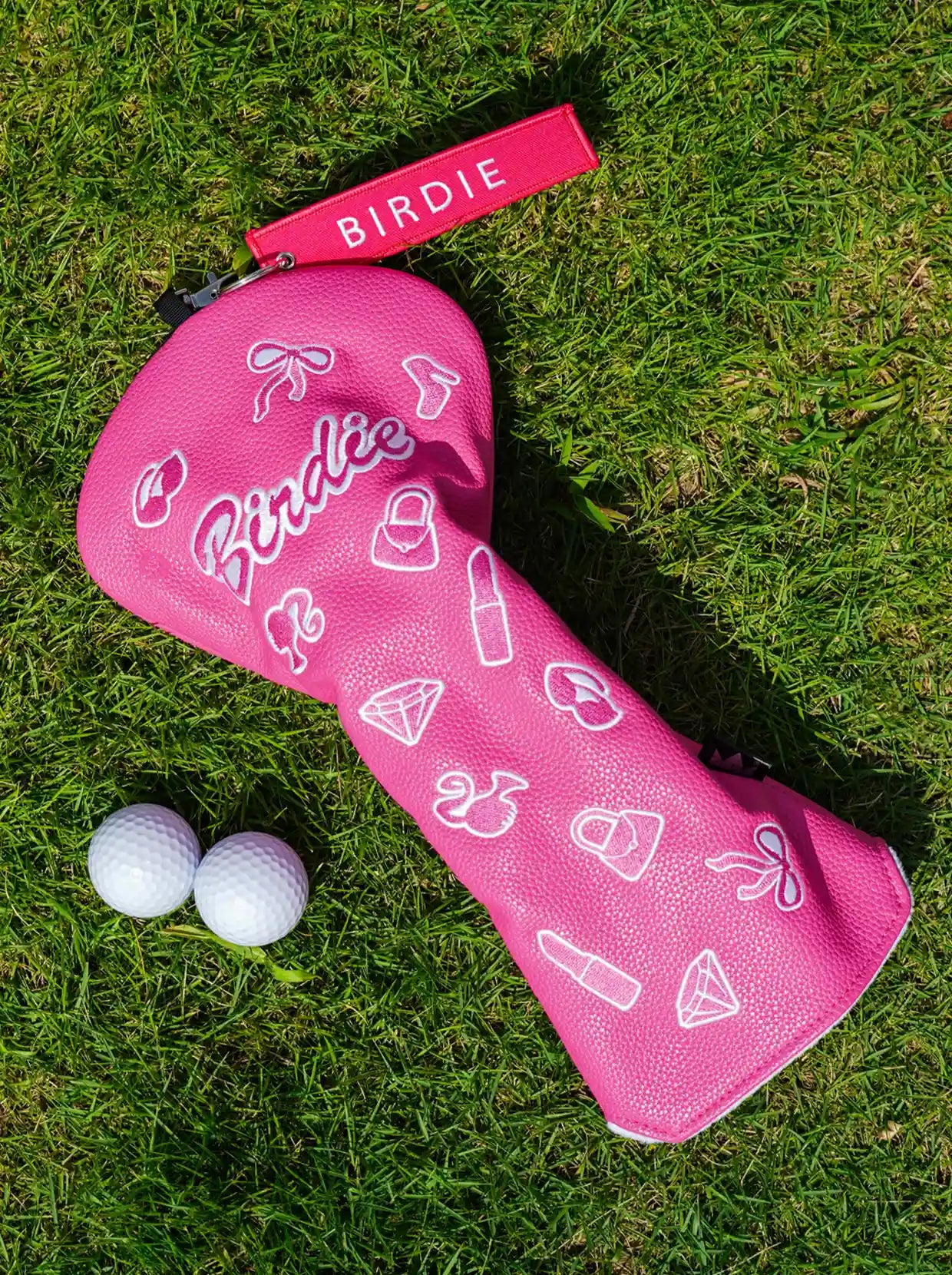 Pink Birdie PU Leather Golf Driver Cover