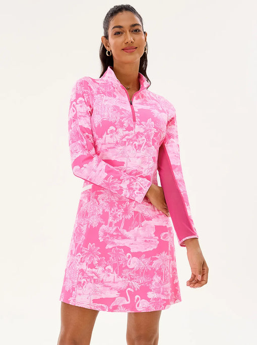 Breathable 34.5" Pink Flamingo Long-sleeve Active Dress
