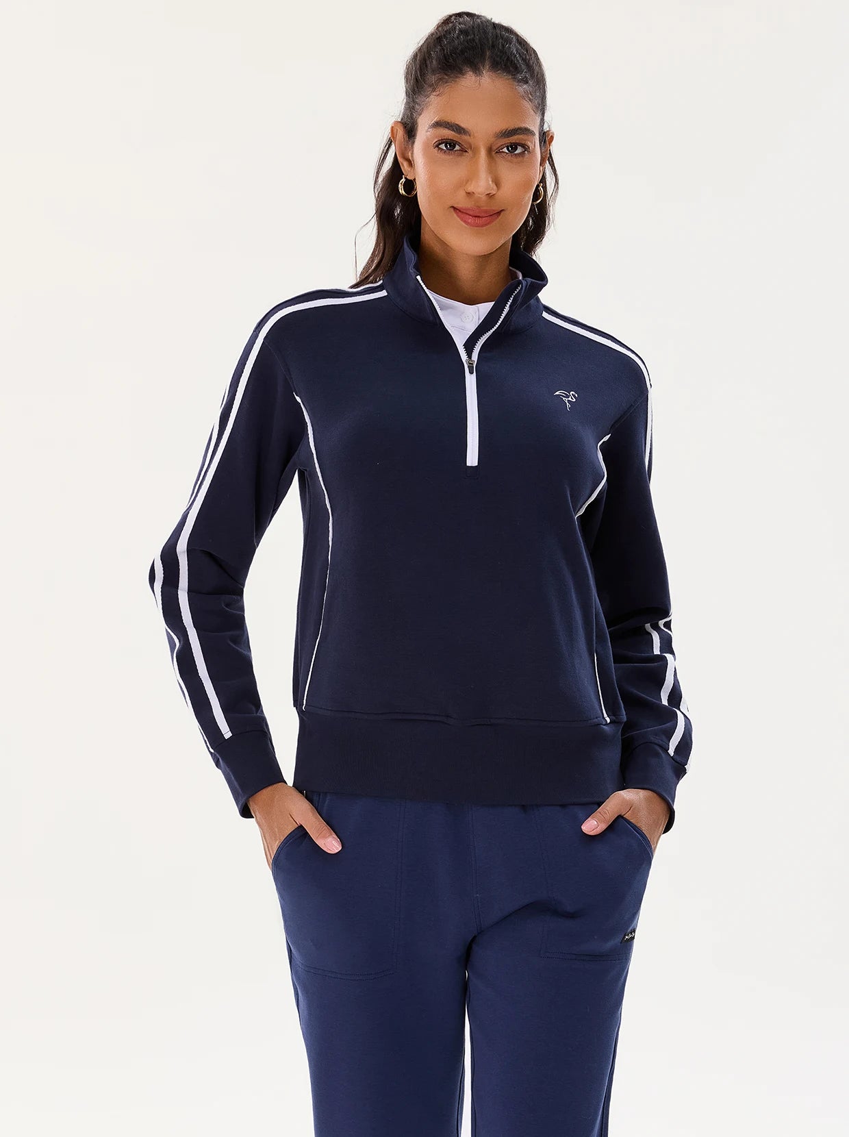 Skin-friendly Navy Quarter-zip Golf Sweatshirt for Women