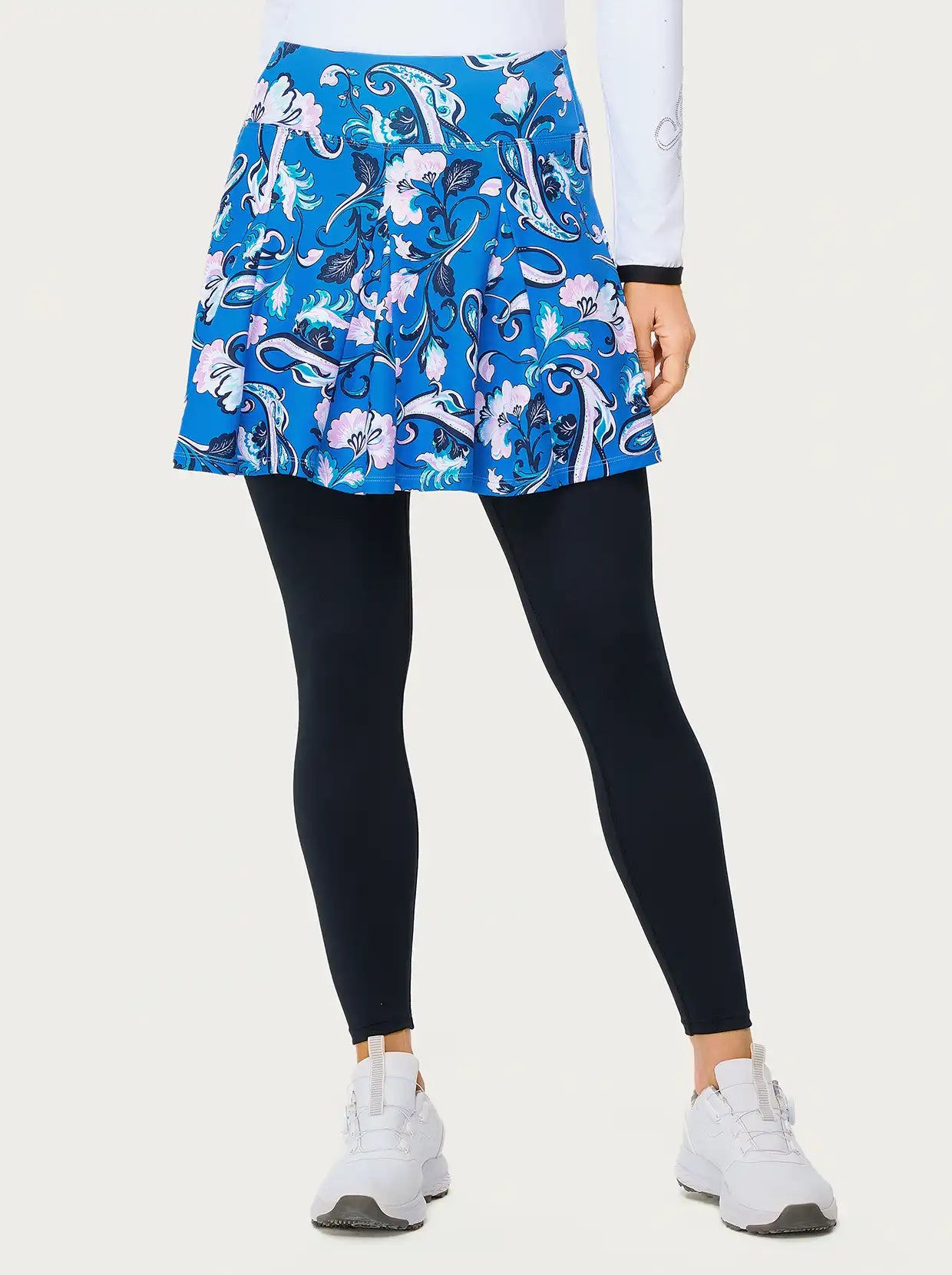 Blue Floral Ruffled Skirted Leggings