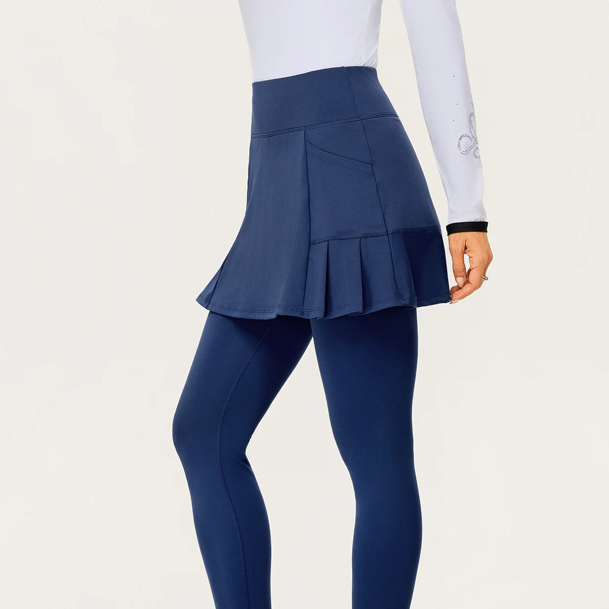 Skin-friendly Pleated Skirted Leggings with Pockets