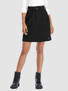 Women's Black Corduroy Paperbag-waist 19" Skirt with Pockets