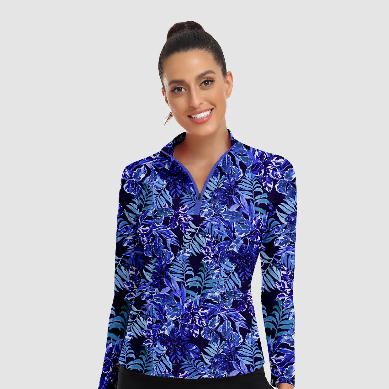 Stand-collar Quarter-zip Long Sleeve Polo Shirts