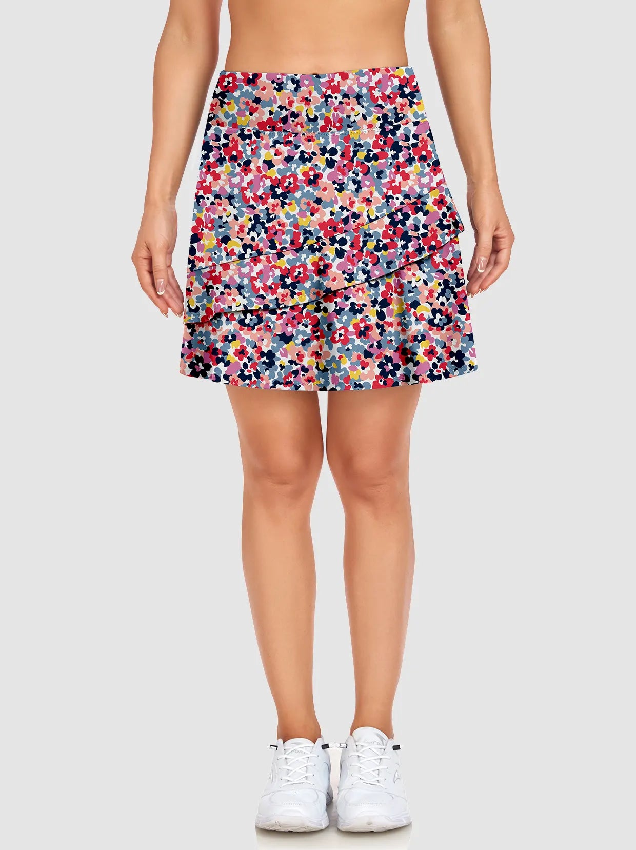 Women's 17" Colorful Floral Skorts with Inner Shorts Pockets