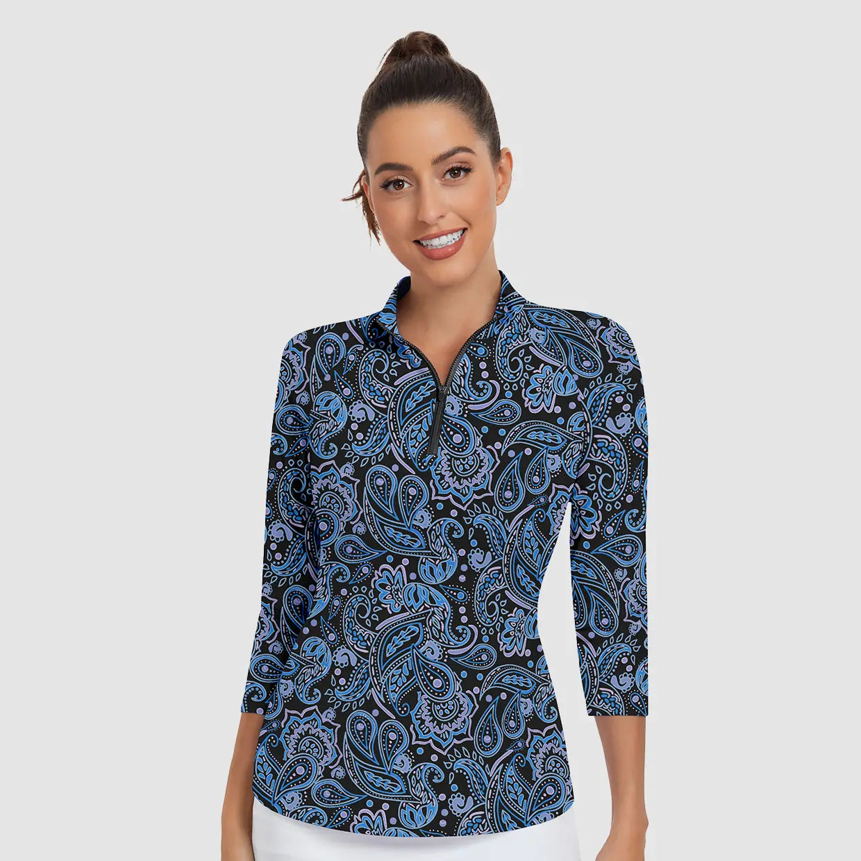 UPF50+ Quarter-zip 3/4 Sleeve Polo Shirt