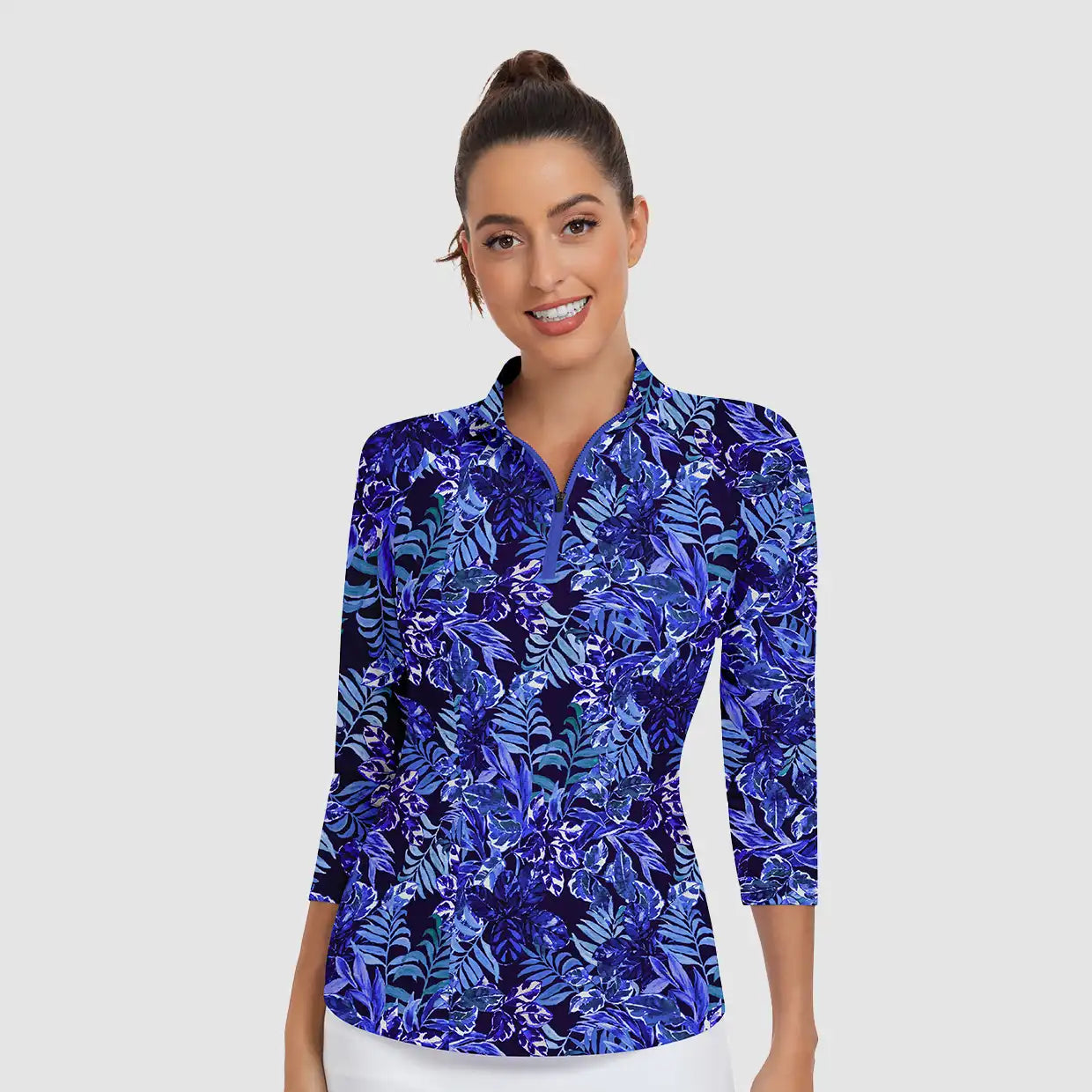 UPF50+ Quarter-zip 3/4 Sleeve Polo Shirt