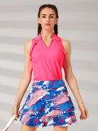 Pink V-Neck Sleeveless Golf Shirt