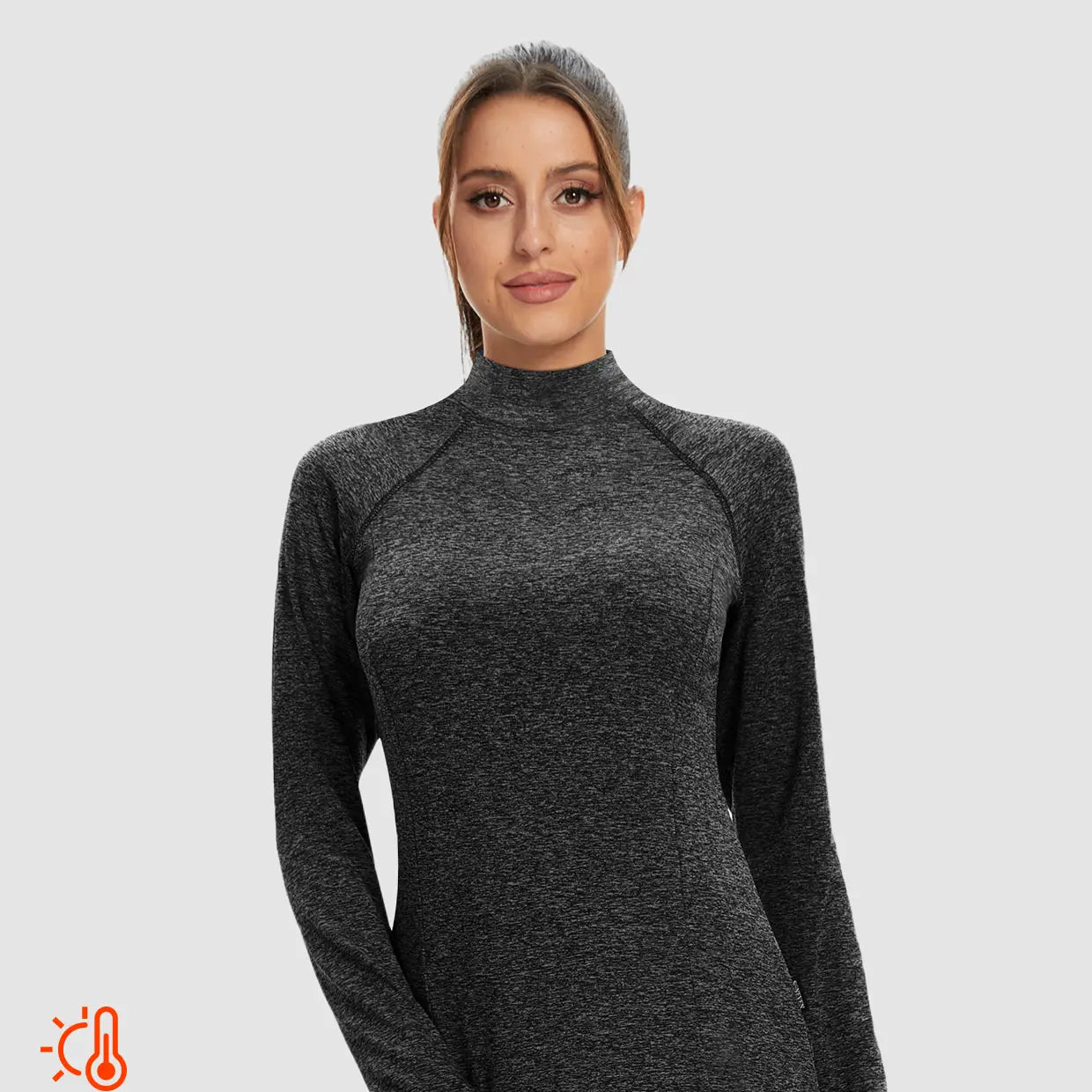 Women's Mock-neck thermal Top with thumb holes