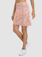 Pink Print 19" Active Skort with Pockets and Side Drawstring