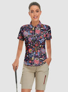 Colorful Flower Short-sleeve Golf Polo for Women