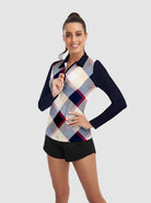 Argyle Long-sleeve Golf Polo Shirt for Women