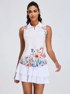 White Flamingo Quarter-Zip Sleeveless Polo Shirt  for Ladies