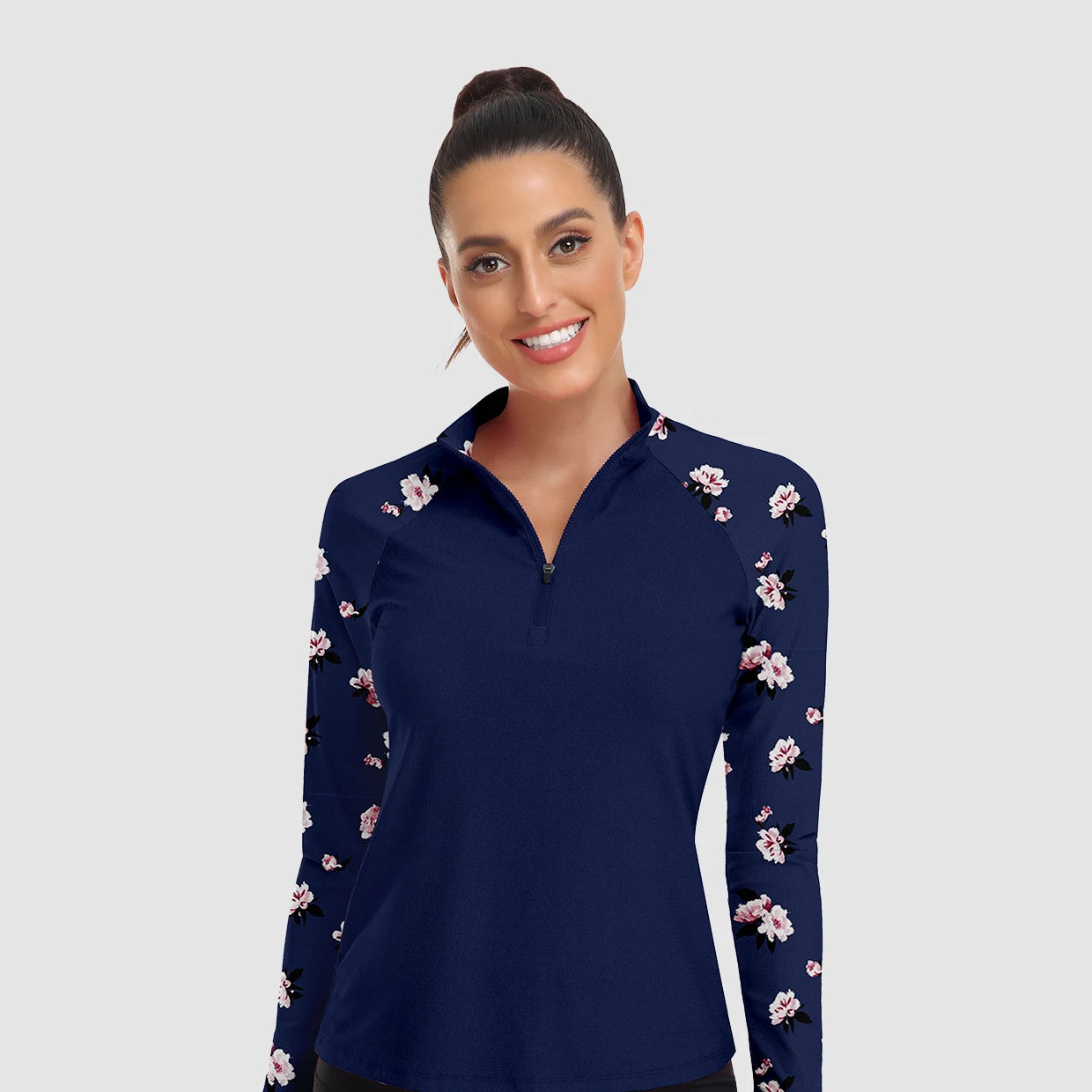 Stand-collar Quarter-zip Long Sleeve Polo Shirts