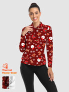 Christmas Quarter-zip Long-sleeve Fleece Polo Top