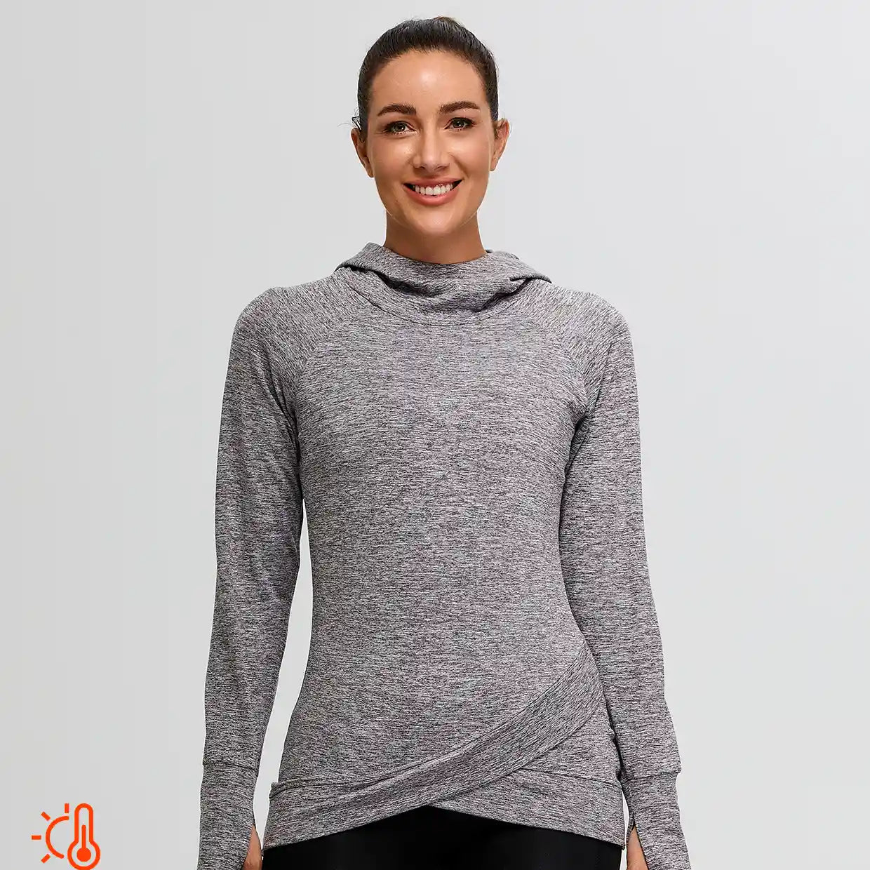 Women's Hoodie Crossed Hem Long-sleeve Thermal Tops