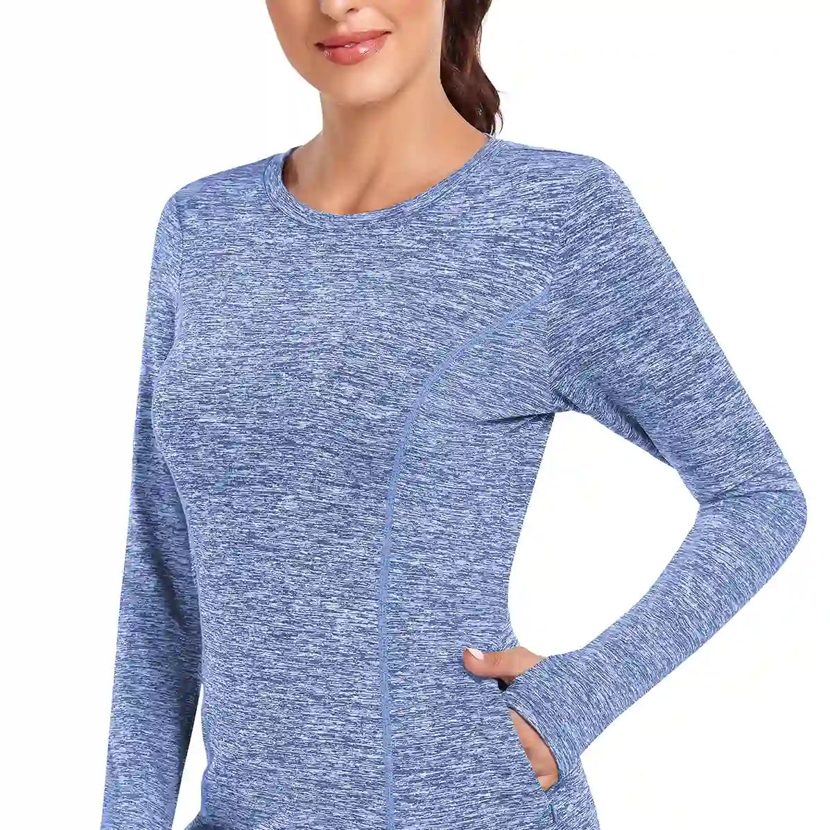 Thermal Pullover Long-sleeve Top with Two Hidden Pockets