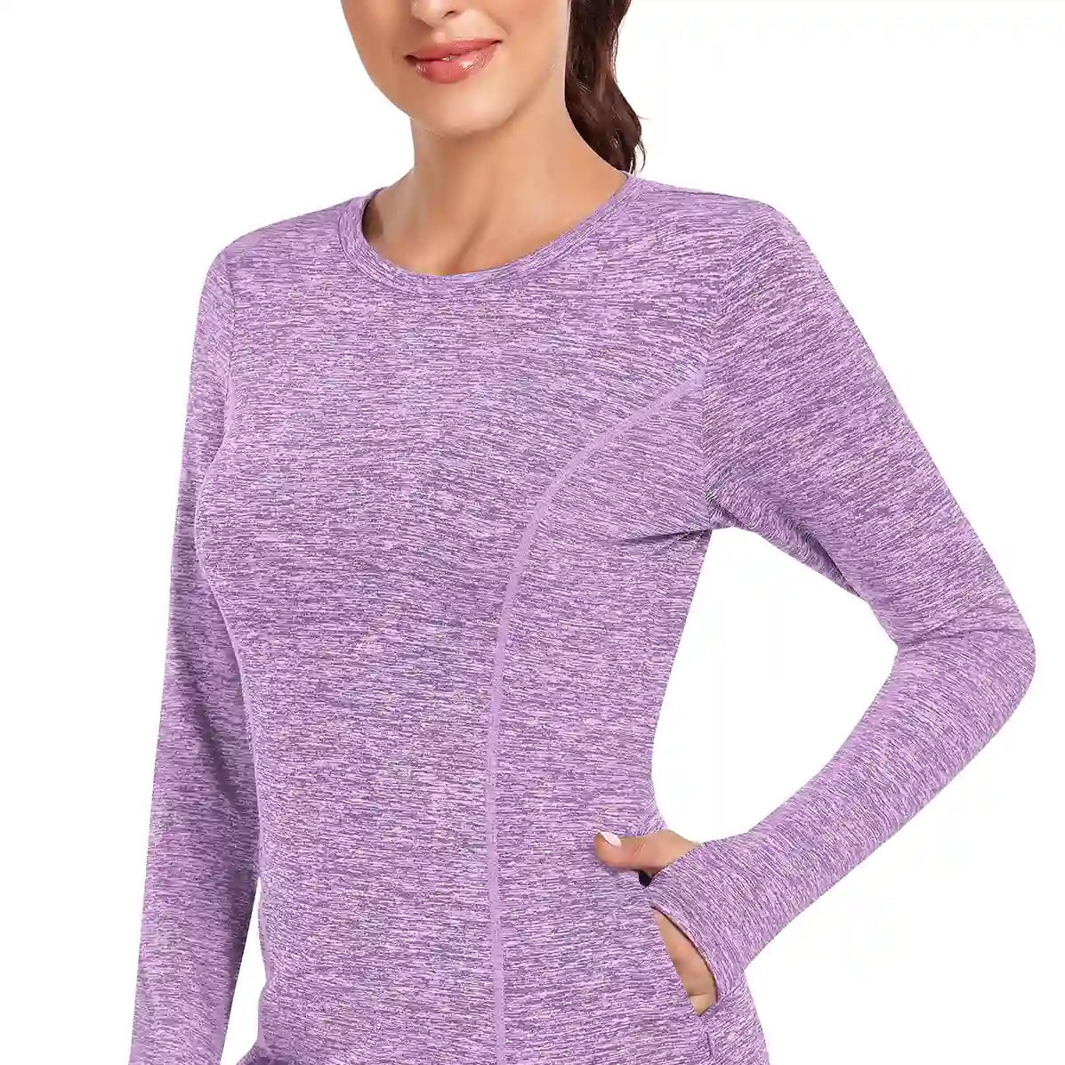 Crew-neck Long-sleeve Fleece Tops