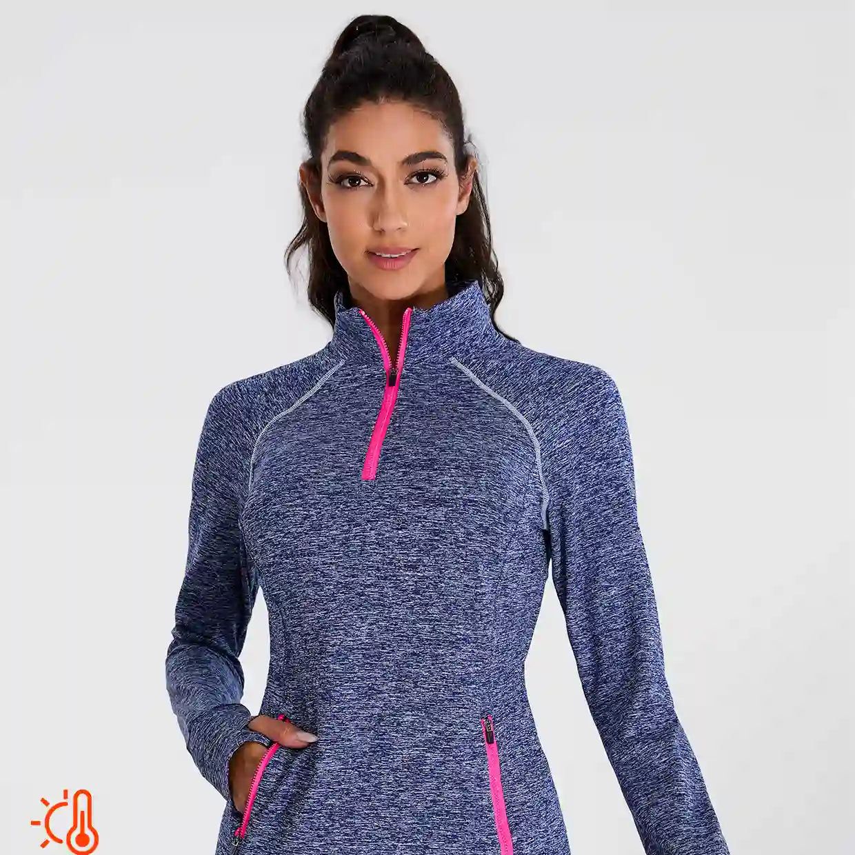 Women's Quarter-zip Fleece Top with thumb holes