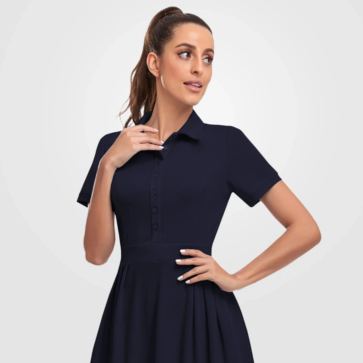Short-sleeve Athletic 34" Pleated Dresses with Shorts and Pockets
