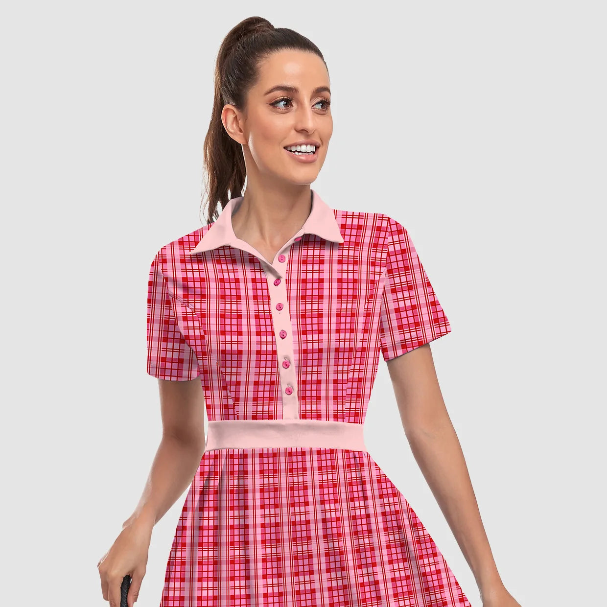 Short-sleeve Athletic 34" Pleated Dresses with Shorts and Pockets