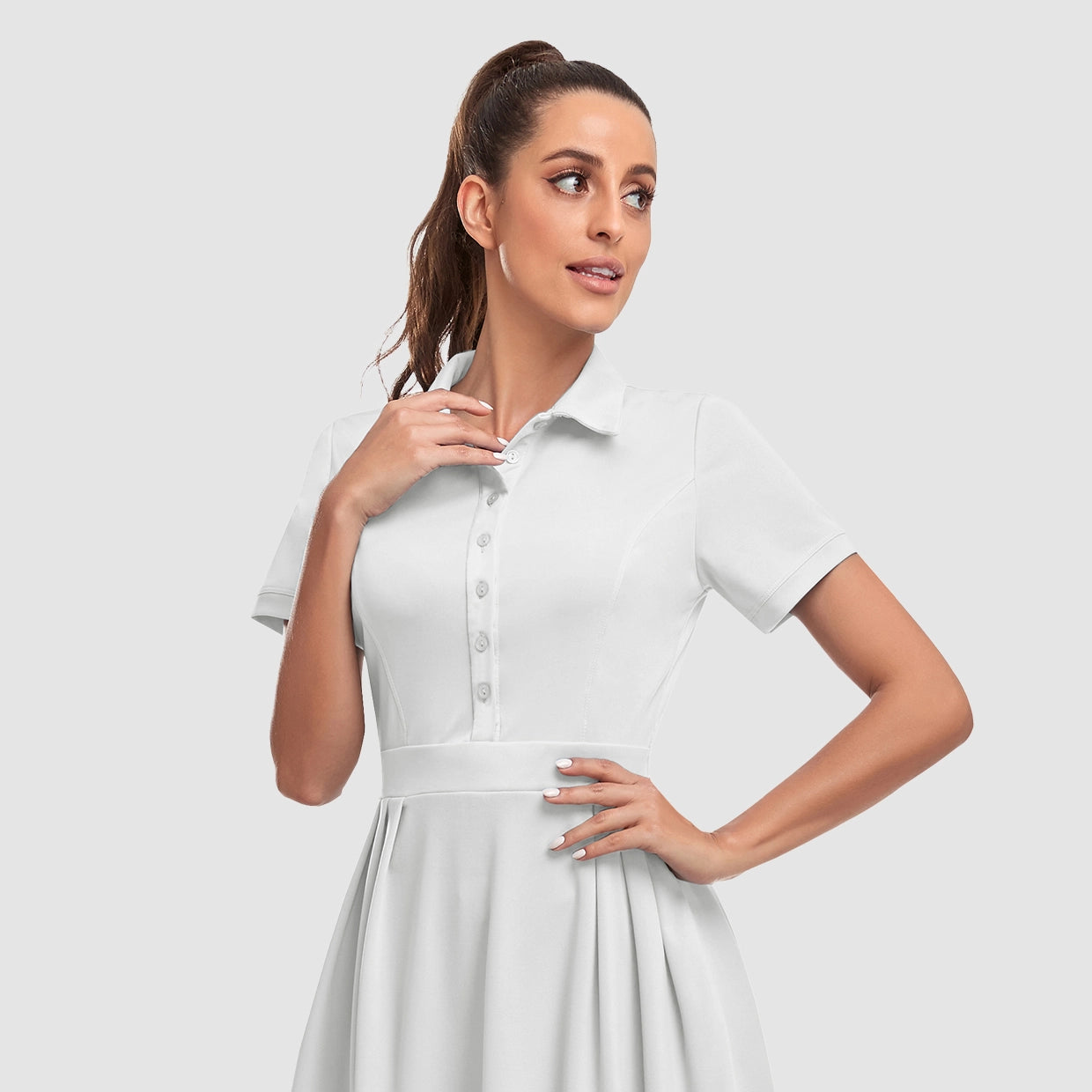 Solid Color 34" Button Golf Dress with Shorts