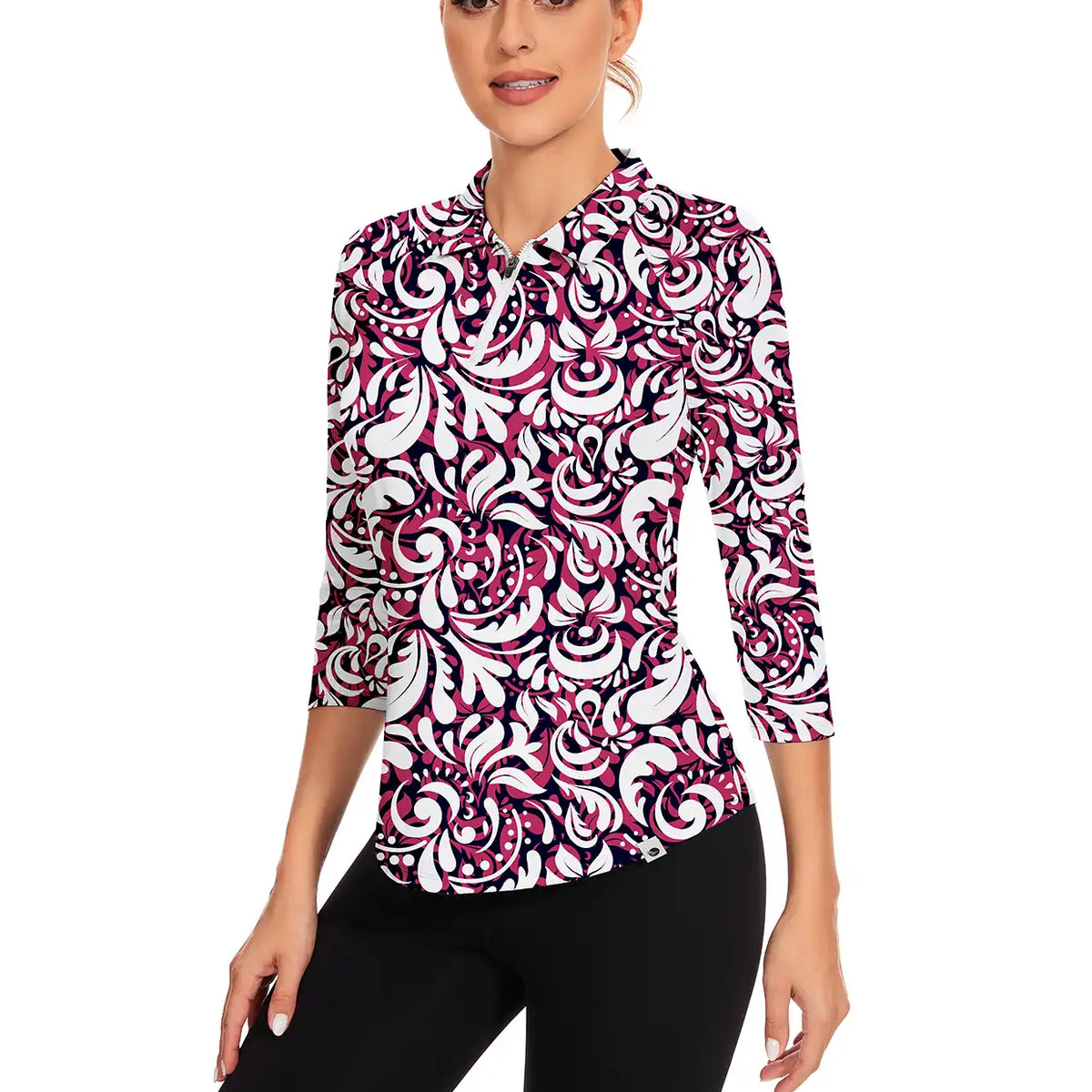 White Quarter-zip Short-sleeve Golf Polo Top