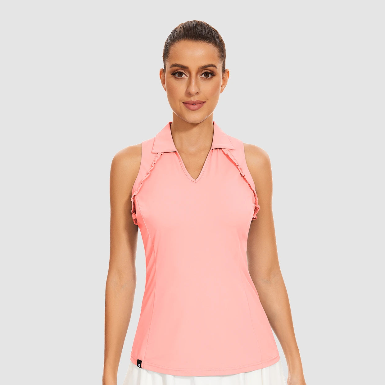 Basic V-Neck Sleeveless Golf Polo Shirt For Women