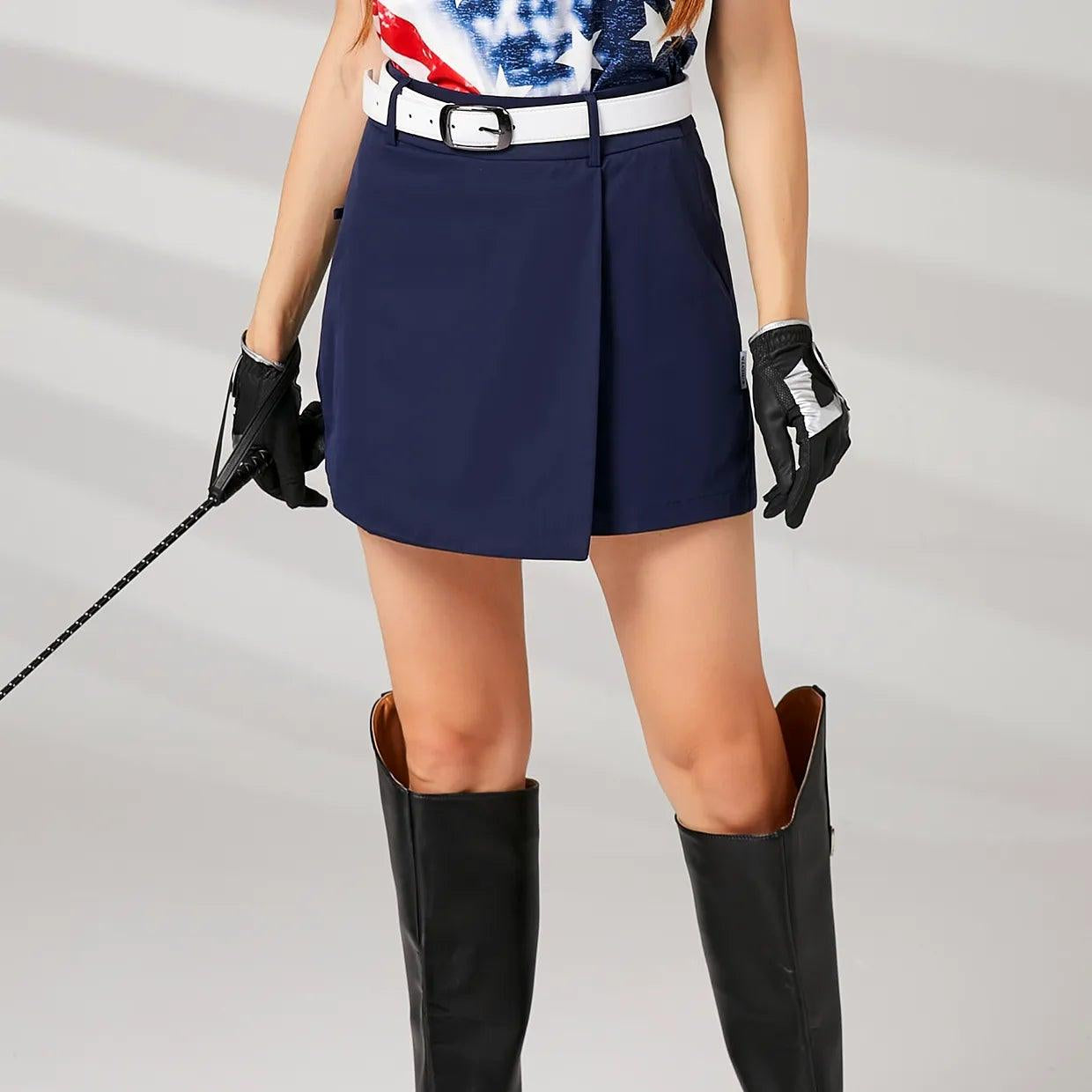Dark Blue  High Waist Golf Skort with Pockets