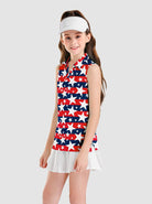 White Star V-neck Sleeveless Polo Shirt for Girls