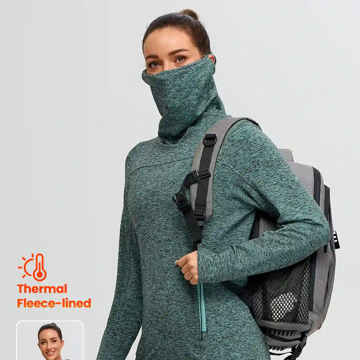 Cowl Neck Long-sleeve Fleece Dress for Women