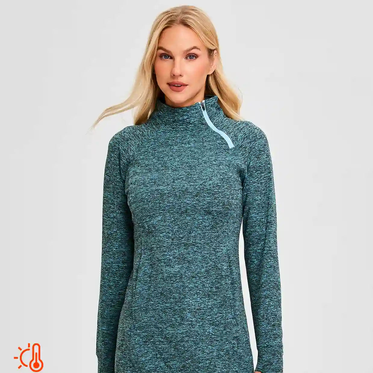 Side-zip Mock Neck Long-sleeve Fleece Dress for Women