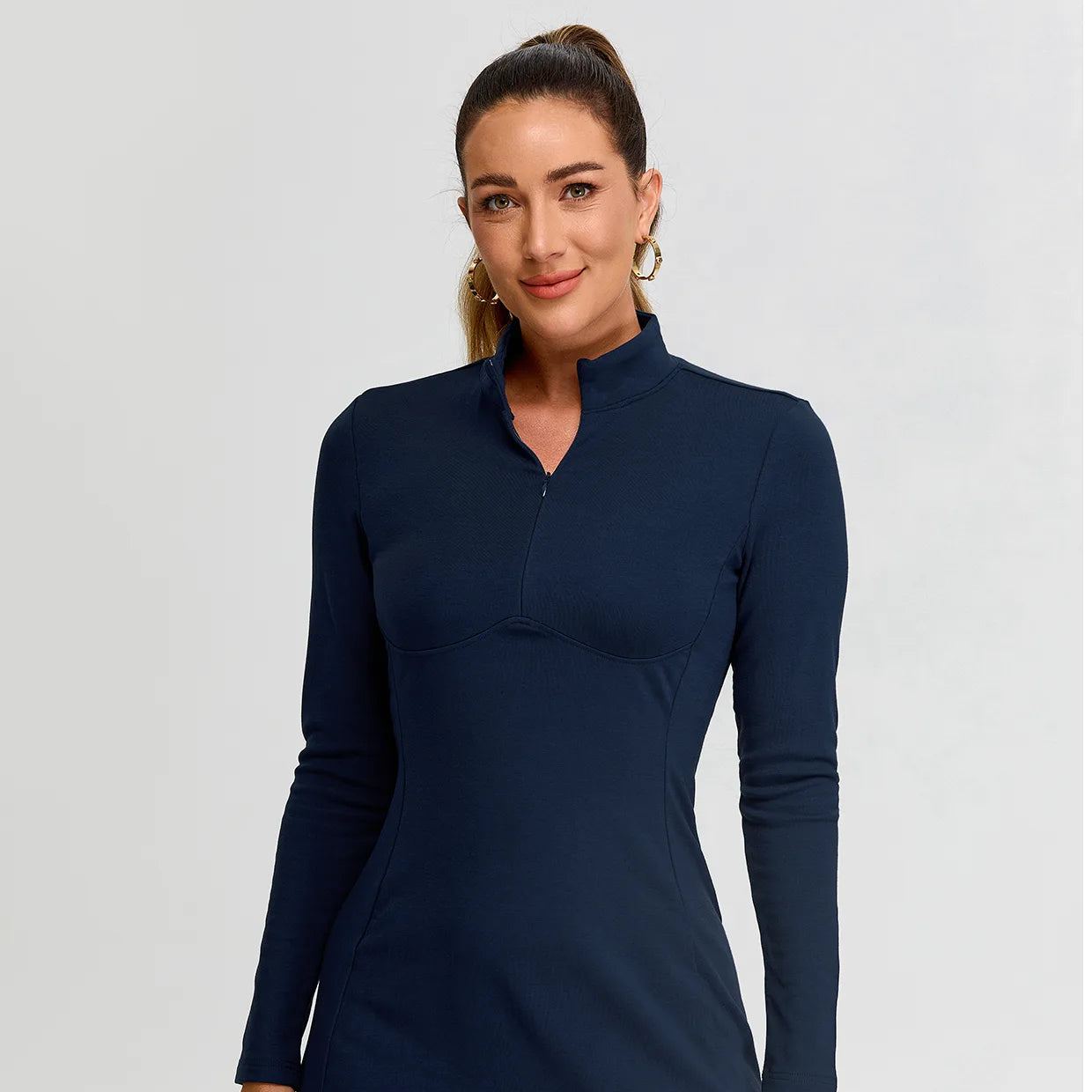 Stand Collar Long-sleeve Thermal Dress For Women