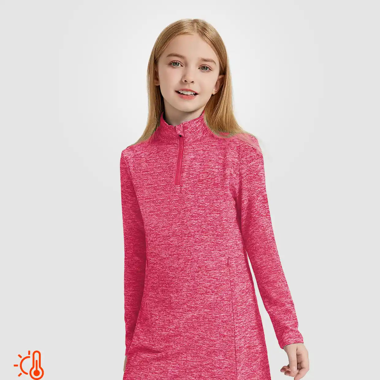 Girls Quartet-zip Long-sleeve Fleece Dress with Pockets
