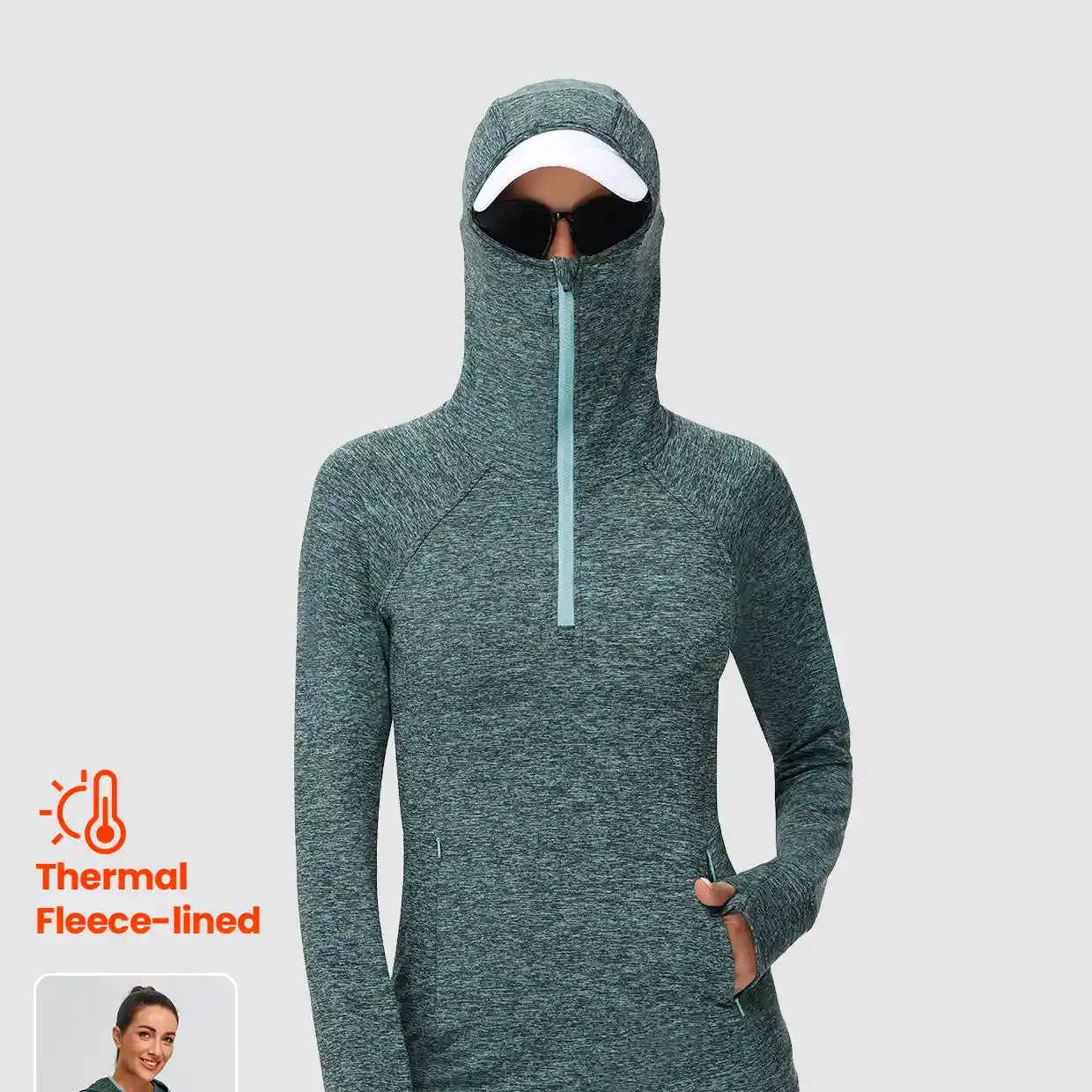 Half-zip Hoodies Long-sleeve Thermal Top for Women