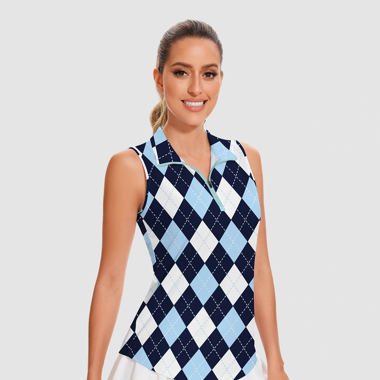 Basic Quarter-zip Sleeveless Polo Shirt
