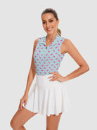 Flamingo Quarter-zip Sleeveless Polo Shirt For Women