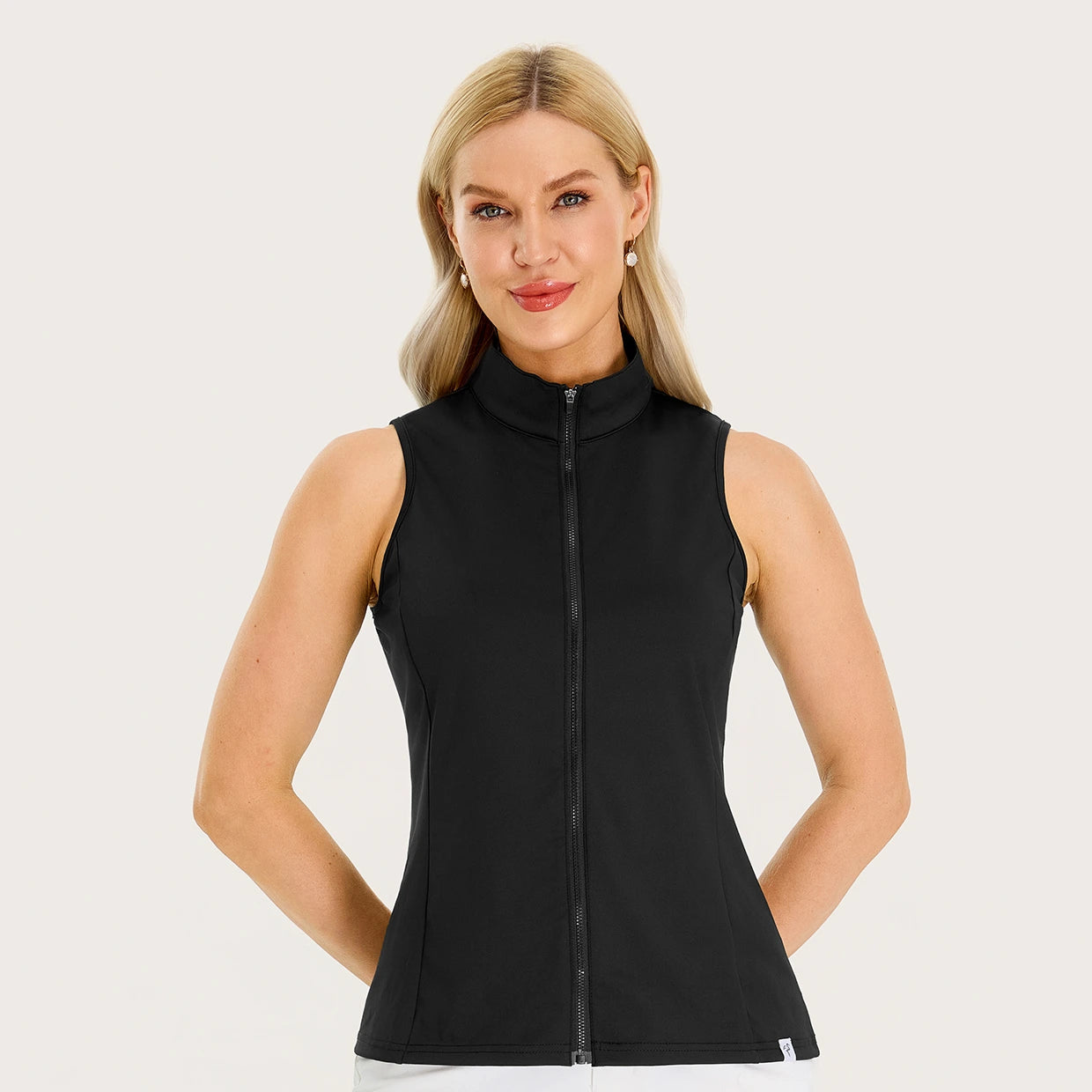 Full-zip Stand-collar Sleeveless Polo Shirts