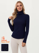 Cowl-Neck Long-sleeve Thermal Top with Windproof Mask