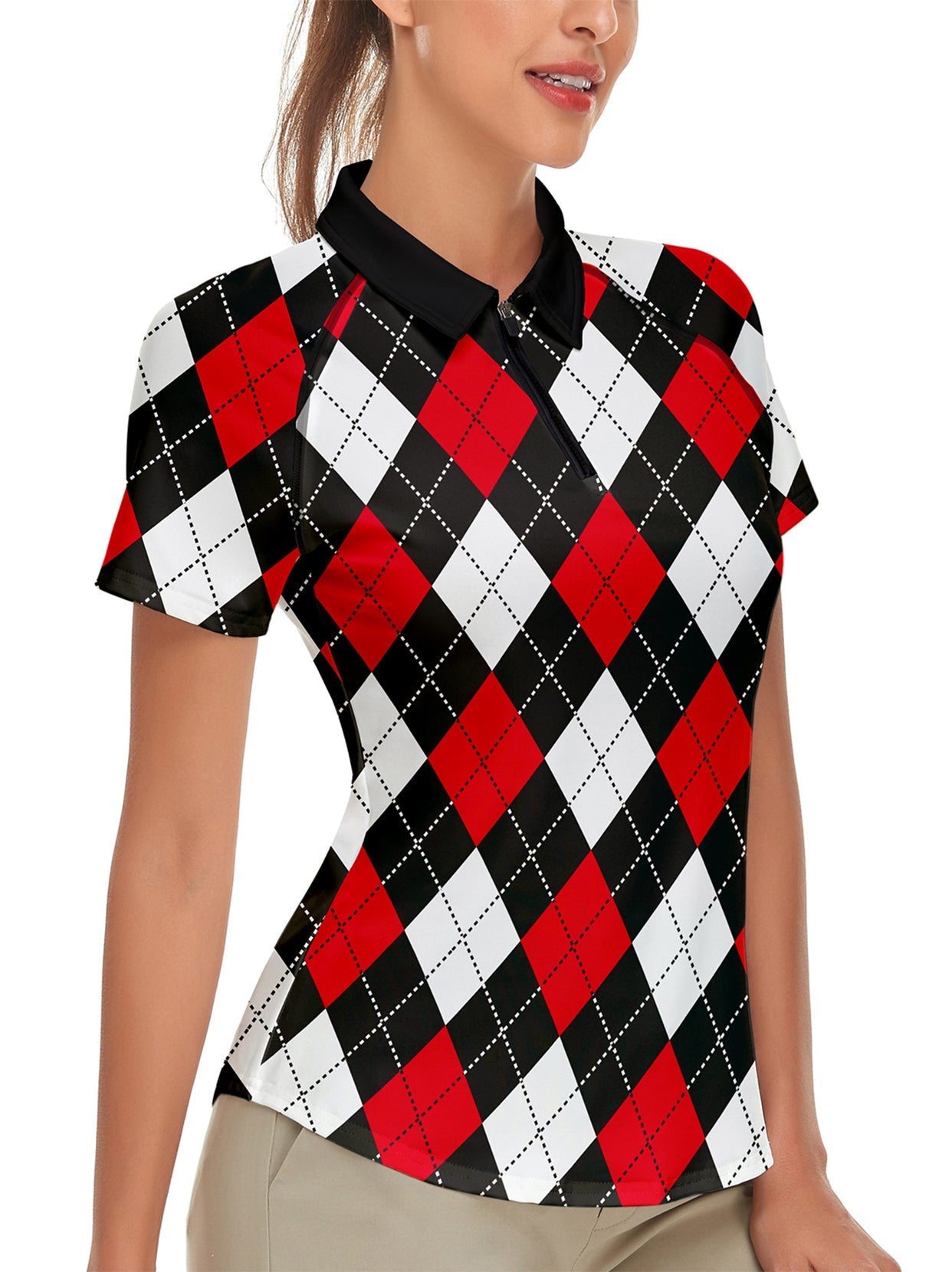 Gopune Women's V Neck Golf Polo Shirts Collarless Short Sleeve Lightweight  Quick Dry Tennis Running T-Shirts
