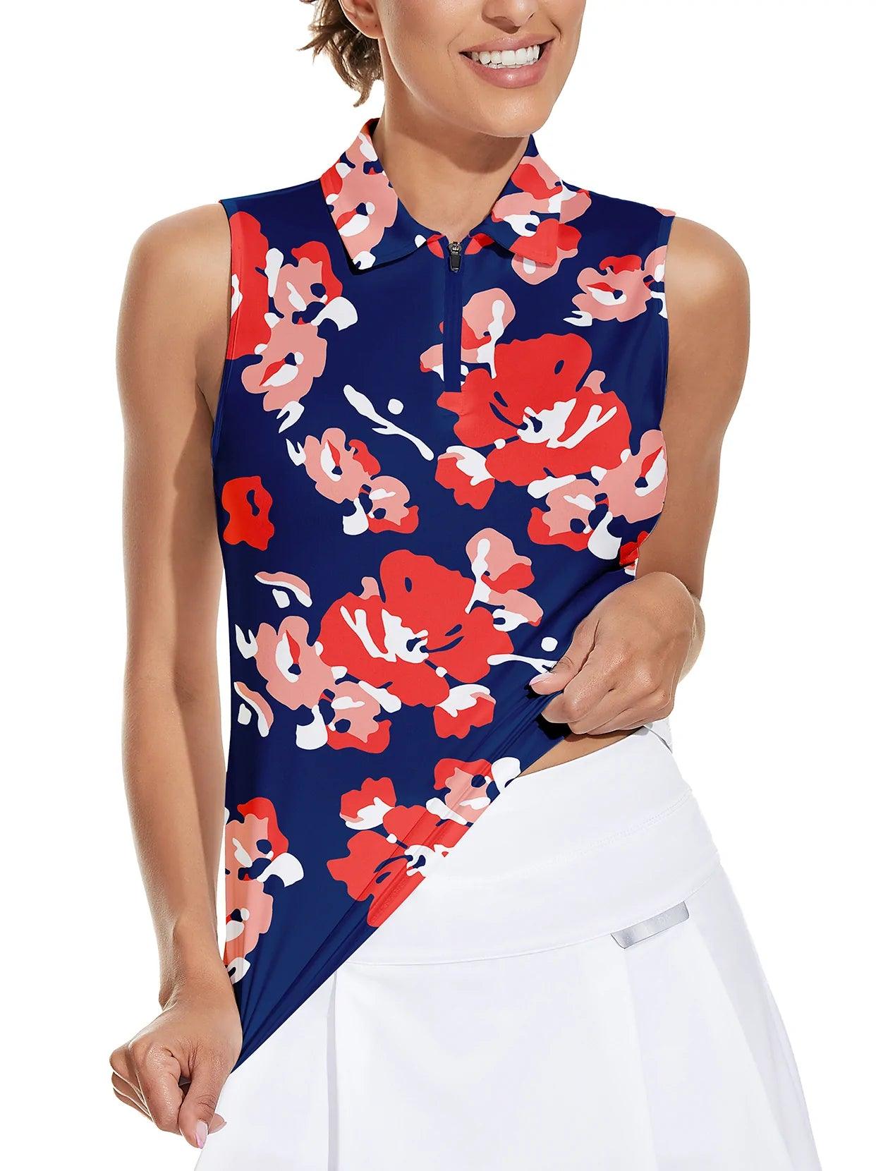Ladies floral top polo shirts