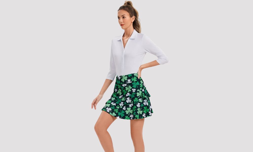 Green printed ladies skirt