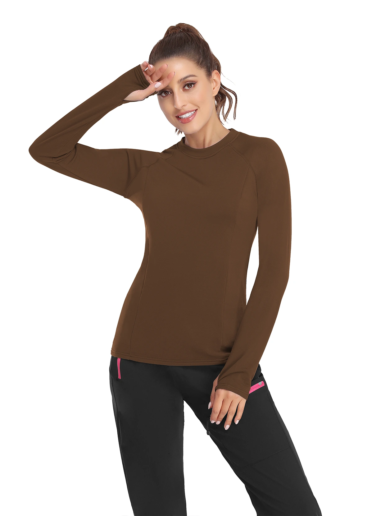 Crew-neck Long-sleeved Fleece top for Women